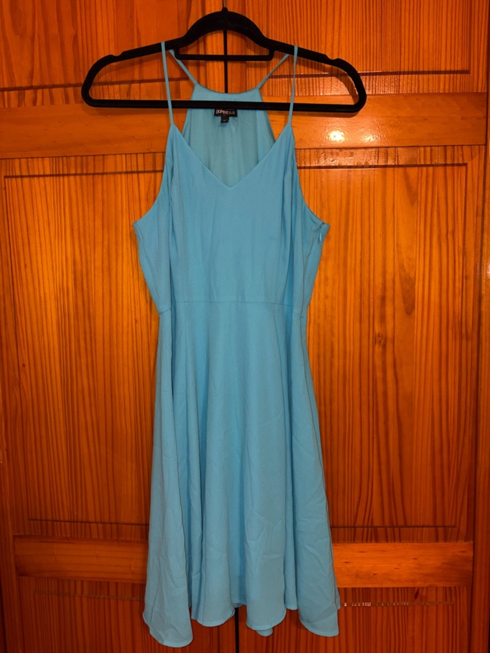 Express Light Blue Spaghetti Strap Midi Dress